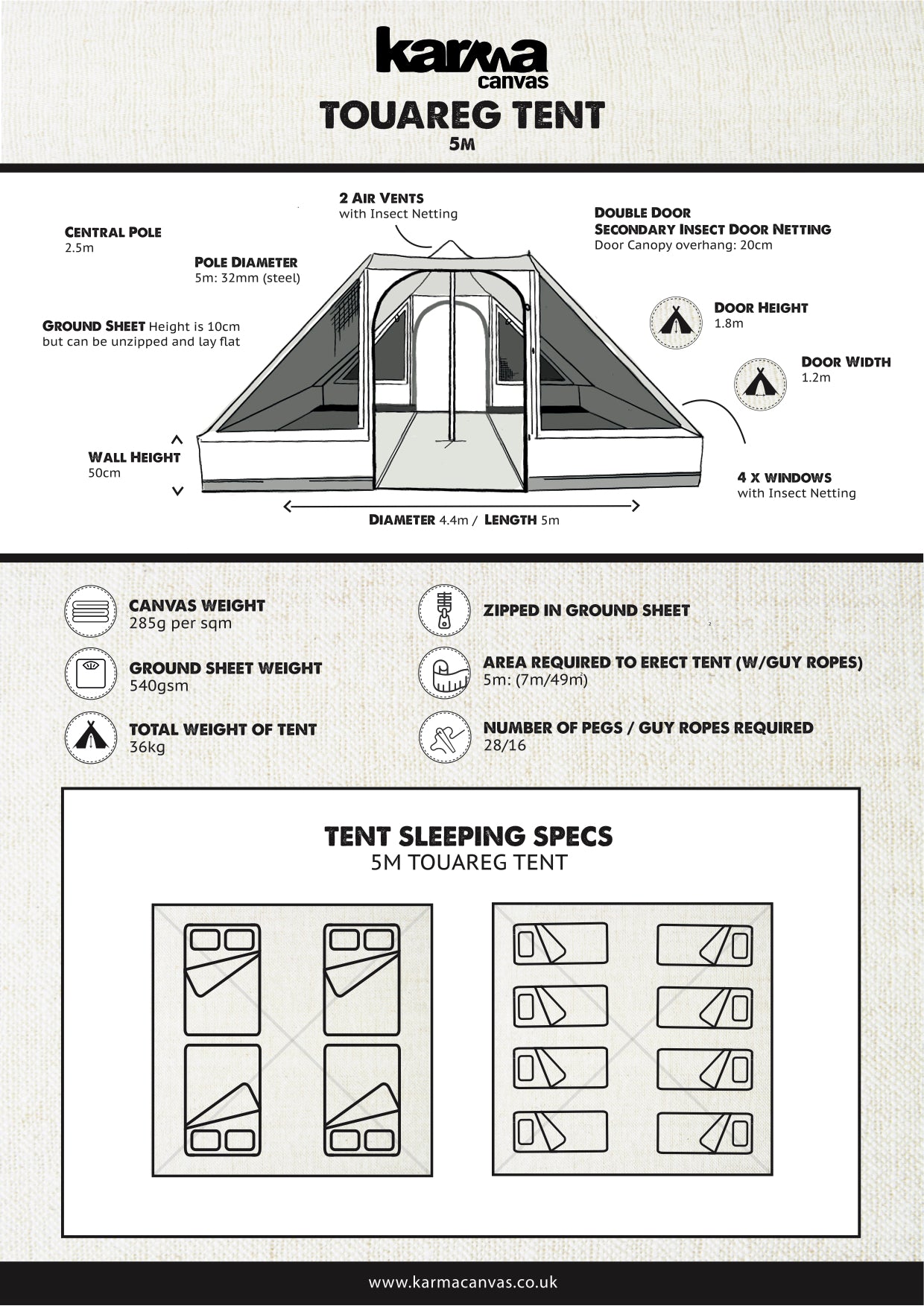 Karma Canvas Double Door | Touareg (Pyramid) Tent