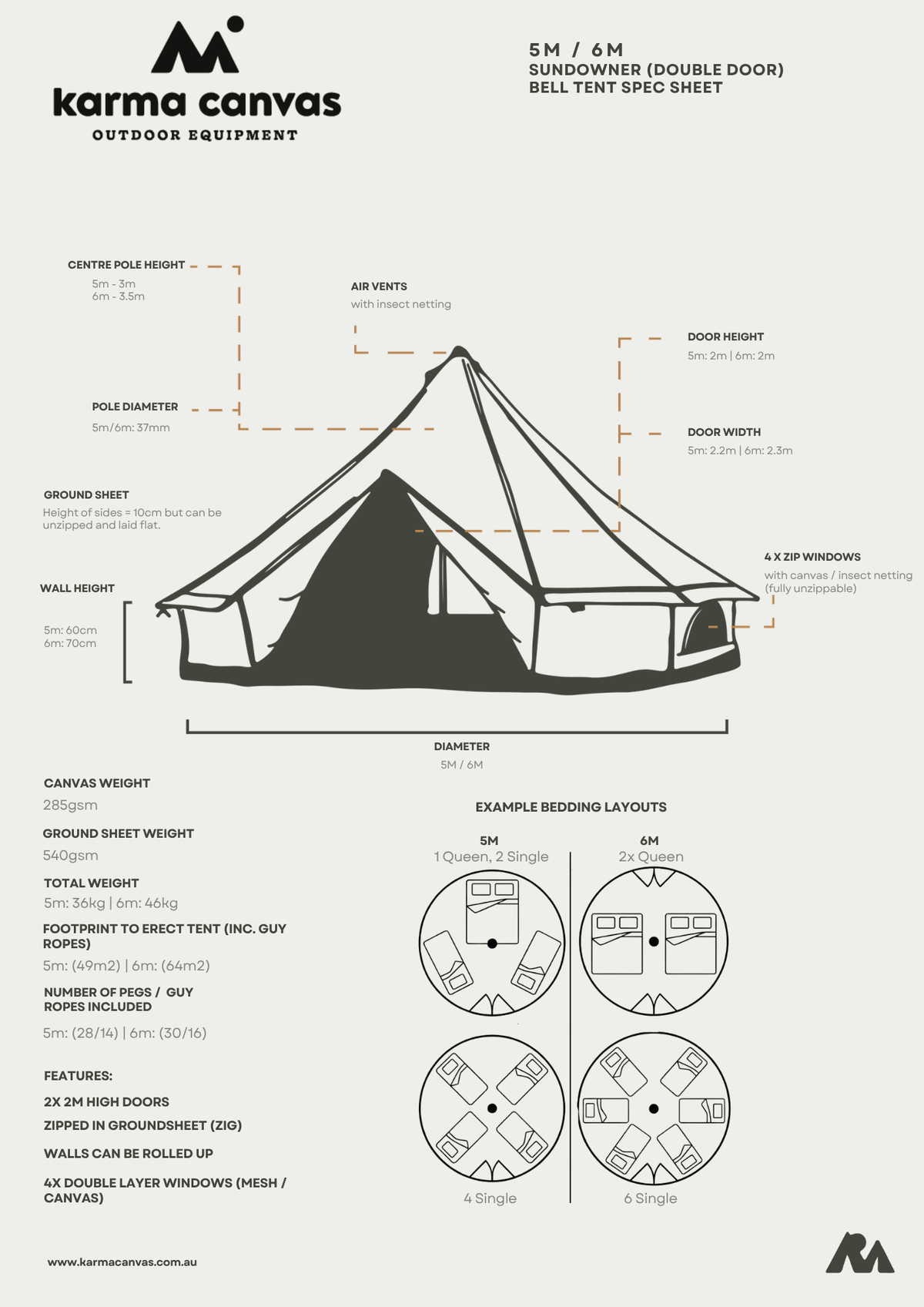 Karma Canvas "Sundowner" | Double Door Bell Tent